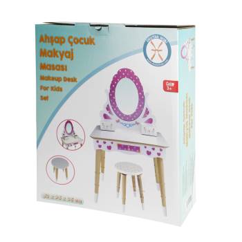 ÇG68 Ahşap Çocuk Makyaj Masası Seti
