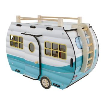 ÇG95 Ahşap Işıklı Oyuncak Karavan Turkuaz