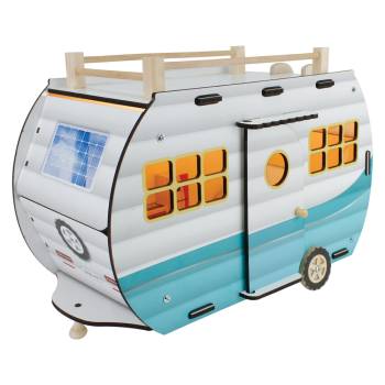 ÇG95 Ahşap Işıklı Oyuncak Karavan Turkuaz
