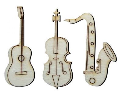  - O57 Keman Gitar Saksofon Ahşap Obje