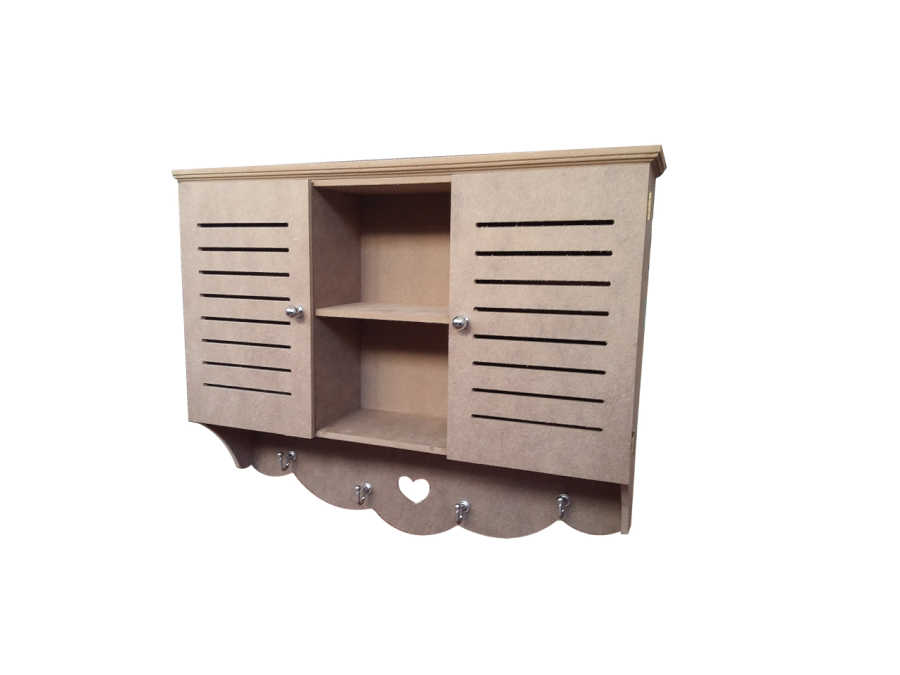 2 Kapakli Telli Ahsap Terek Raf 60x60x16cm