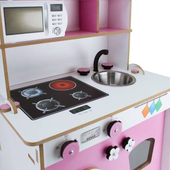 T1004 Ahşap Çocuk Oyun Mutfağı Pembe