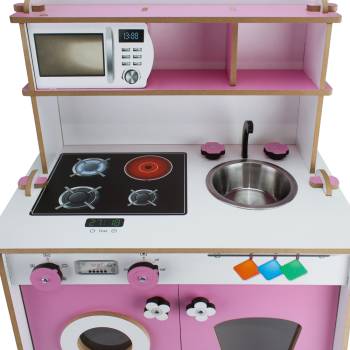 T1004 Ahşap Çocuk Oyun Mutfağı Pembe