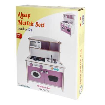 T1004 Ahşap Çocuk Oyun Mutfağı Pembe