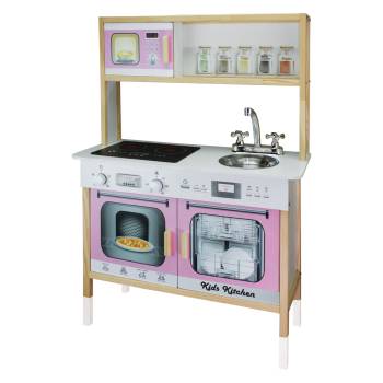  - T1005 Ahşap Ledli Çocuk Mutfağı Pembe