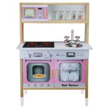 T1005 Ahşap Ledli Çocuk Mutfağı Pembe
