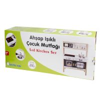 T1006 Ahşap Ledli Çocuk Mutfağı Siyah - Thumbnail