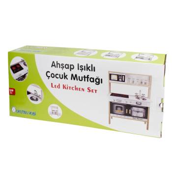 T1006 Ahşap Ledli Çocuk Mutfağı Siyah
