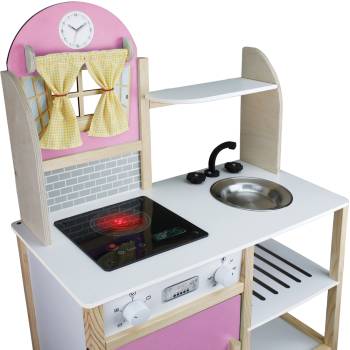 T1010 Ahşap Ledli Çocuk Mutfağı Pembe