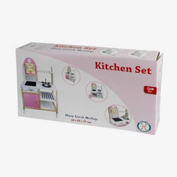T1010 Ahşap Ledli Çocuk Mutfağı Pembe