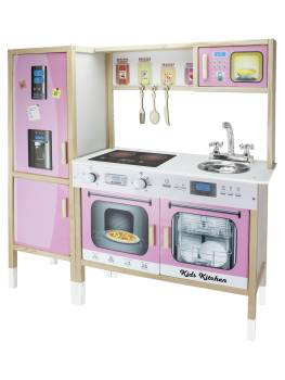  - T1015 Ahşap Buzdolaplı Çocuk Mutfağı Pembe