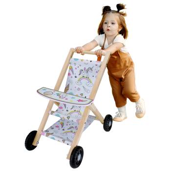 T3102 Ahşap Oyuncak Bebek Arabası
