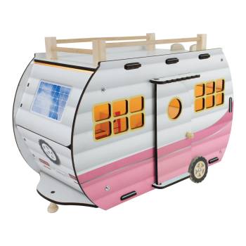 T3104 Ahşap Işıklı Oyuncak Karavan Pembe